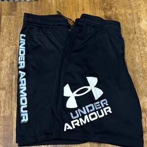 Under Armour Black Athletic Shorts with White Logo Panels